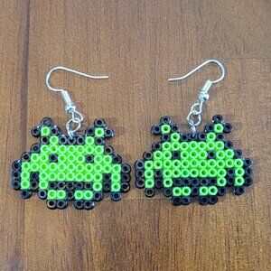 Space Invader Mini Perler Bead Earrings